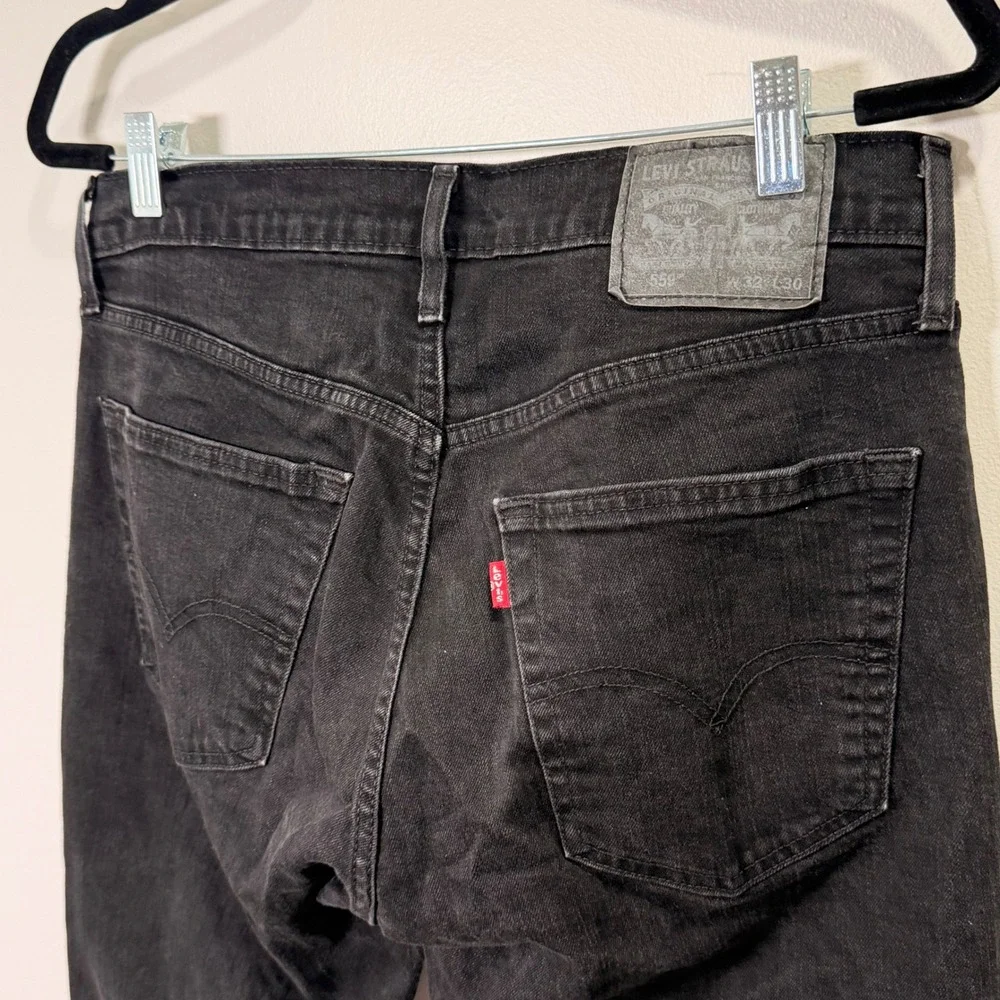 Levi's 559 Relaxed Straight Fit Dark Black Denim Jeans (32x30) Red Tab Dark Wash